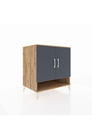 Kronos Şifonyer 3 Raflı 2 Kapaklı 88x59x96 Çam-Antrasit