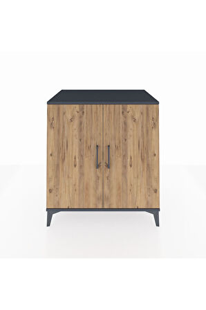 Kronos Şifonyer 2 Kapaklı 88x59x96 Antrasit-Çam