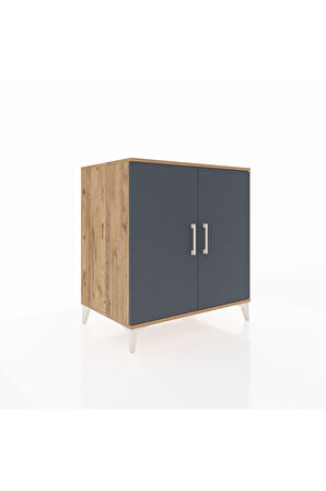 Kronos Şifonyer 2 Kapaklı 88x59x96 Çam-Antrasit