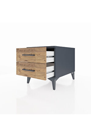 Kronos Komodin 2 Çekmeceli 44x59x48 Antrasit-Çam