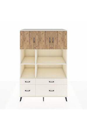 Kronos Dolap 8 Raflı 4 Çekmeceli 3 Kapaklı 132x59x195 Aytaşı-Çam/Aytaşı