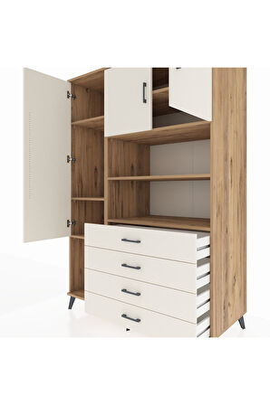 Kronos Dolap 7 Raflı 4 Çekmeceli 3 Kapaklı 132x59x195 Çam-Aytaşı/Aytaşı