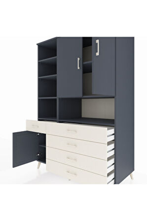 Kronos Dolap 8 Raflı 5 Çekmeceli 3 Kapaklı 132x59x195 Antrasit-Antrasit/Aytaşı