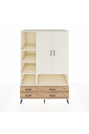 Kronos Dolap 8 Raflı 4 Çekmeceli 2 Kapaklı 132x59x195 Aytaşı-Aytaşı/Çam