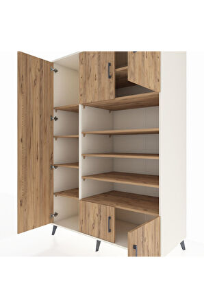 Kronos Dolap 10 Raflı 5 Kapaklı 132x59x195 Aytaşı-Çam/Çam