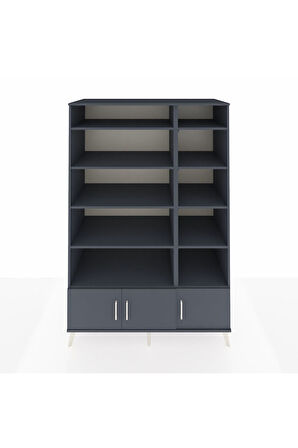 Kronos Dolap 10 Raflı 3 Kapaklı 132x59x195 Antrasit-Antrasit/Antrasit