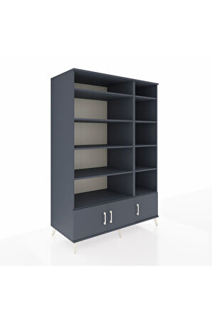 Kronos Dolap 10 Raflı 3 Kapaklı 132x59x195 Antrasit-Antrasit/Antrasit