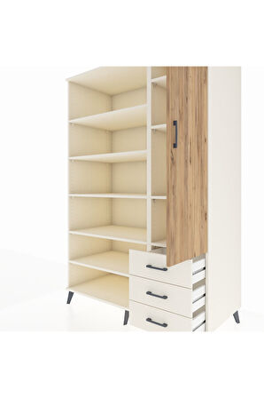 Kronos Dolap 9 Raflı 3 Çekmeceli Tek Kapaklı  132x59x195 Aytaşı-Çam/Aytaşı