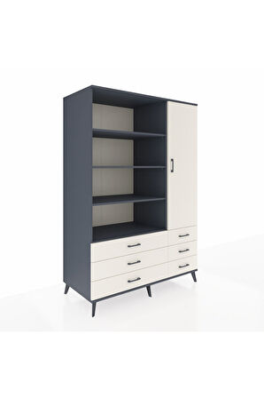 Kronos Dolap 8 Raflı 6 Çekmeceli Tek Kapaklı  132x59x195 Antrasit-Aytaşı/Aytaşı