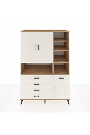 Kronos Dolap 8 Raflı 5 Çekmeceli 3 Kapaklı 132x59x195 Çam-Aytaşı/Aytaşı