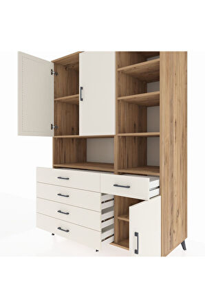 Kronos Dolap 8 Raflı 5 Çekmeceli 3 Kapaklı 132x59x195 Çam-Aytaşı/Aytaşı
