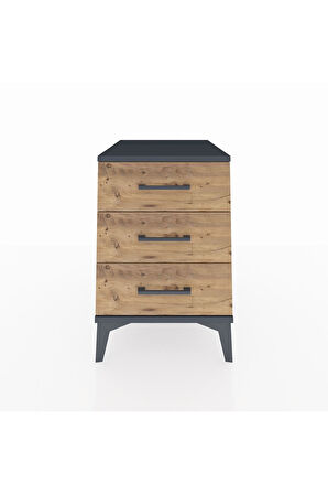 Kronos Komodin 3 Çekmeceli 44x59x64 Antrasit-Çam