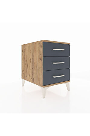 Kronos Komodin 3 Çekmeceli 44x59x64 Çam-Antrasit