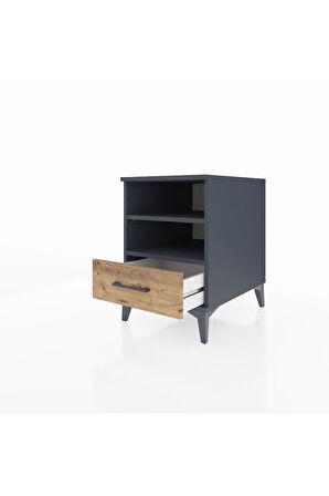 Kronos Komodin 2 Raflı Tek Çekmeceli 44x59x64 Antrasit-Çam