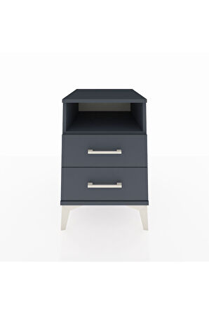 Kronos Komodin Tek Raflı 2 Çekmeceli 44x59x64 Antrasit-Antrasit