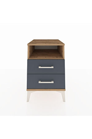 Kronos Komodin Tek Raflı 2 Çekmeceli 44x59x64 Çam-Antrasit