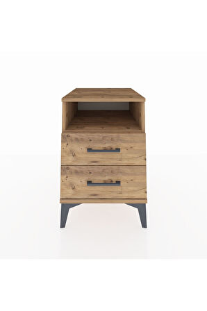 Kronos Komodin Tek Raflı 2 Çekmeceli 44x59x64 Çam-Çam