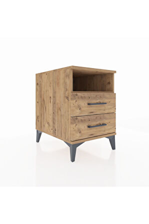 Kronos Komodin Tek Raflı 2 Çekmeceli 44x59x64 Çam-Çam