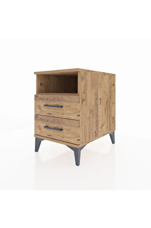 Kronos Komodin Tek Raflı 2 Çekmeceli 44x59x64 Çam-Çam