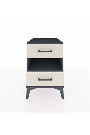 Kronos Komodin Tek Raflı 2 Çekmeceli 44x59x64 Antrasit-Aytaşı