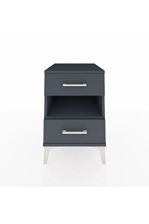 Kronos Komodin Tek Raflı 2 Çekmeceli 44x59x64 Antrasit-Antrasit