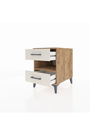 Kronos Komodin Tek Raflı 2 Çekmeceli 44x59x64 Çam-Aytaşı