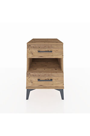 Kronos Komodin Tek Raflı 2 Çekmeceli 44x59x64 Çam-Çam