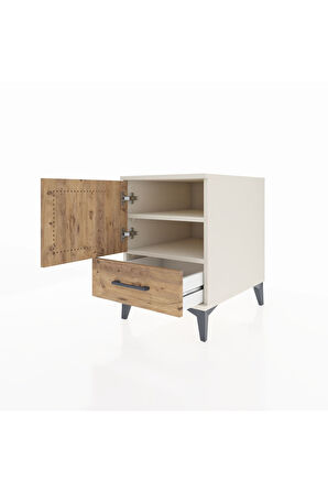 Kronos Komodin 2 Raflı Tek Çekmeceli Tek Kapaklı 44x59x64 Aytaşı-Çam