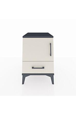 Kronos Komodin 2 Raflı Tek Çekmeceli Tek Kapaklı 44x59x64 Antrasit-Aytaşı