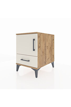 Kronos Komodin 2 Raflı Tek Çekmeceli Tek Kapaklı 44x59x64 Çam-Aytaşı