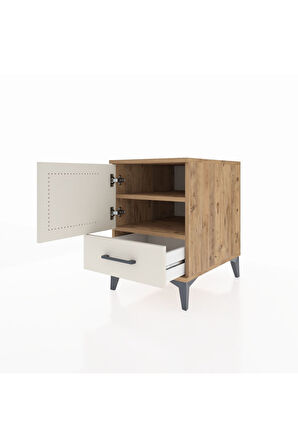 Kronos Komodin 2 Raflı Tek Çekmeceli Tek Kapaklı 44x59x64 Çam-Aytaşı