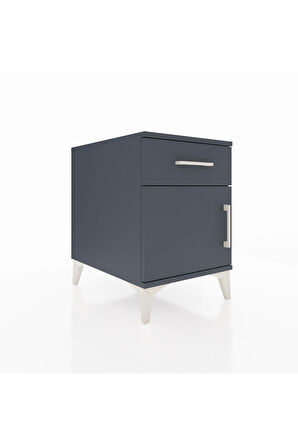 Kronos Komodin Tek Raflı Tek Çekmeceli Tek Kapaklı 44x59x64 Antrasit-Antrasit