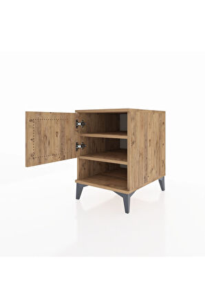 Kronos Komodin 2 Raflı Tek Kapaklı 44x59x64 Çam-Çam