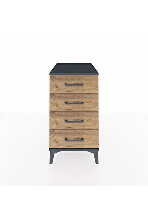 Kronos Komodin 4 Çekmeceli 44x59x80 Antrasit-Çam