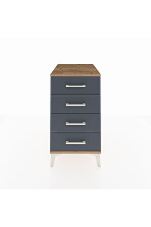 Kronos Komodin 4 Çekmeceli 44x59x80 Çam-Antrasit