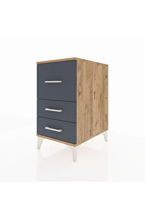 Kronos Komodin 3 Çekmeceli 44x59x80 Çam-Antrasit