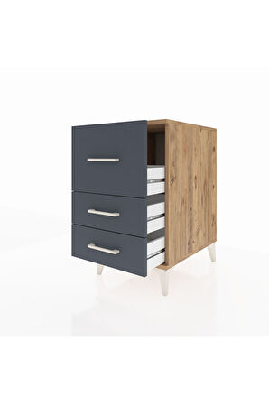 Kronos Komodin 3 Çekmeceli 44x59x80 Çam-Antrasit