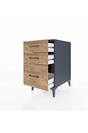 Kronos Komodin 3 Çekmeceli 44x59x80 Antrasit-Çam