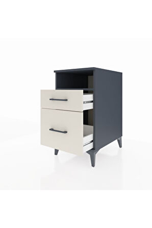 Kronos Komodin Tek Raflı 2 Çekmeceli 44x59x80 Antrasit-Aytaşı