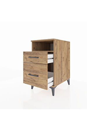 Kronos Komodin Tek Raflı 2 Çekmeceli 44x59x80 Çam-Çam