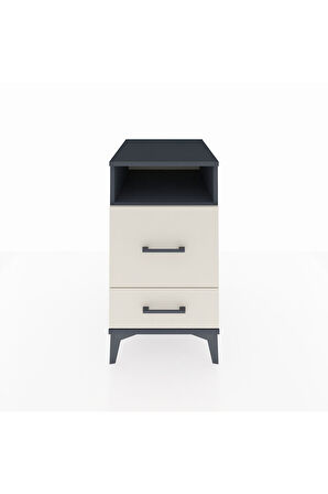 Kronos Komodin Tek Raflı 2 Çekmeceli 44x59x80 Antrasit-Aytaşı