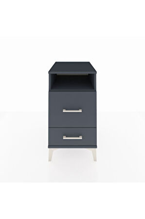 Kronos Komodin Tek Raflı 2 Çekmeceli 44x59x80 Antrasit-Antrasit
