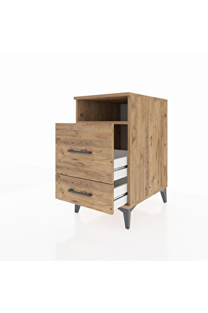 Kronos Komodin Tek Raflı 2 Çekmeceli 44x59x80 Çam-Çam