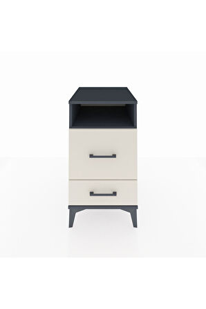 Kronos Komodin Tek Raflı 2 Çekmeceli 44x59x80 Antrasit-Aytaşı