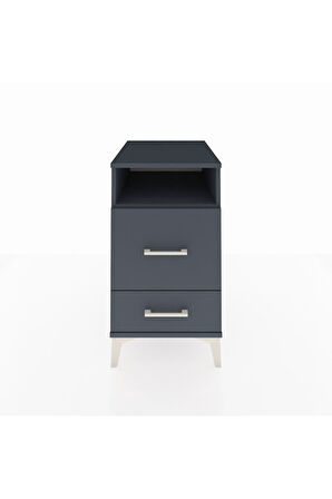 Kronos Komodin Tek Raflı 2 Çekmeceli 44x59x80 Antrasit-Antrasit