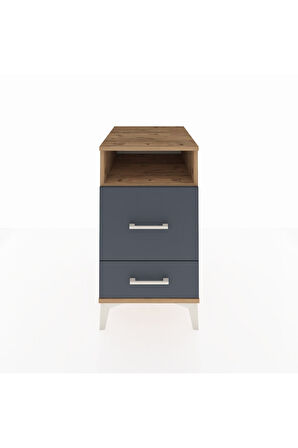 Kronos Komodin Tek Raflı 2 Çekmeceli 44x59x80 Çam-Antrasit