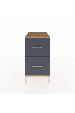 Kronos Komodin 2 Çekmeceli 44x59x80 Çam-Antrasit