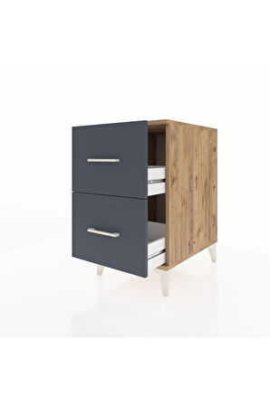 Kronos Komodin 2 Çekmeceli 44x59x80 Çam-Antrasit