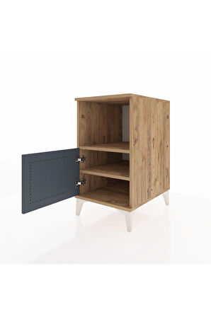 Kronos Komodin 2 Raflı Tek Kapaklı 44x59x80 Çam-Antrasit