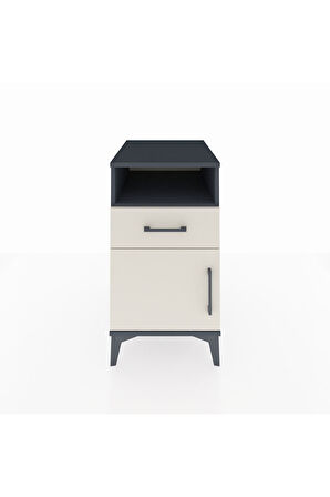 Kronos Komodin Tek Raflı Tek Çekmeceli Tek Kapaklı 44x59x80 Antrasit-Aytaşı